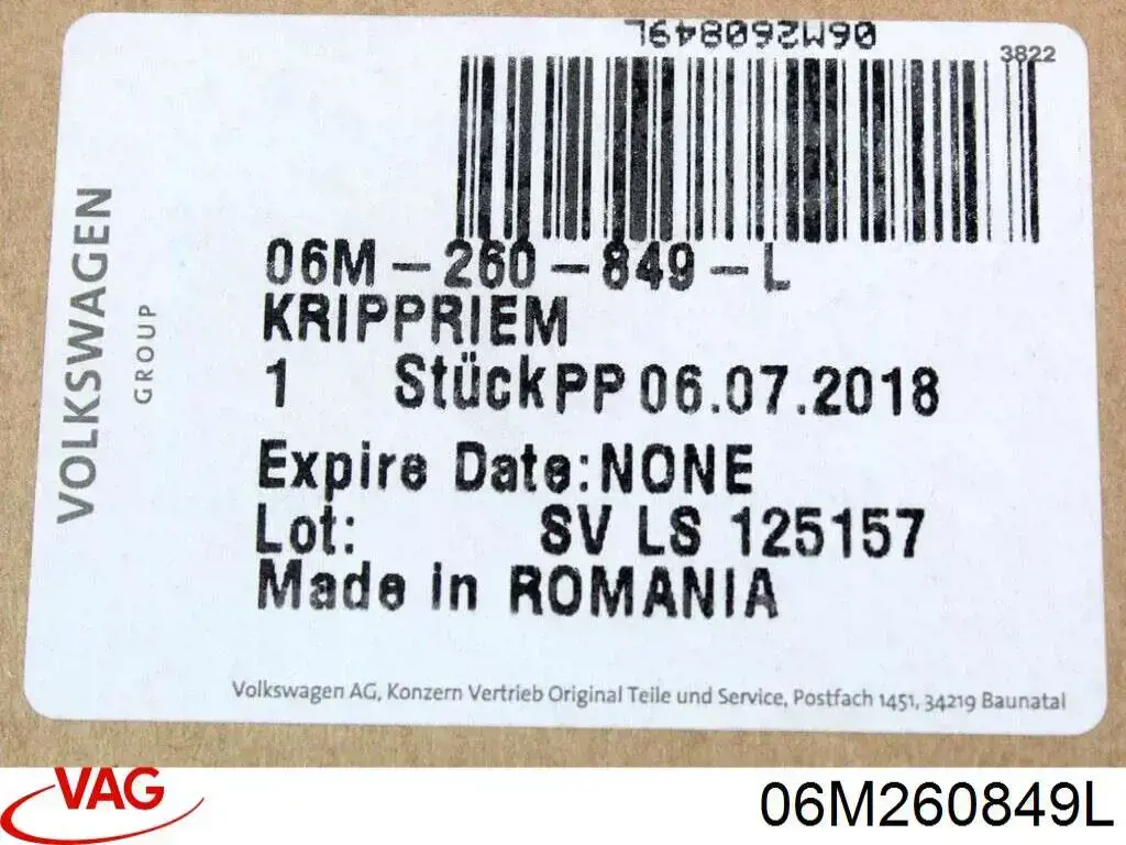Comprar 06M260849L VAG Correa trapezoidal
