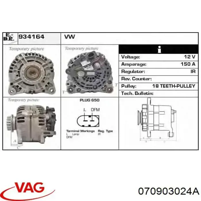 Alternador 070903024A VAG