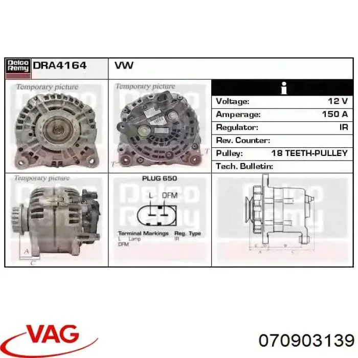 Alternador del motor VAG 070903139 precio, desde 294,46 EUR