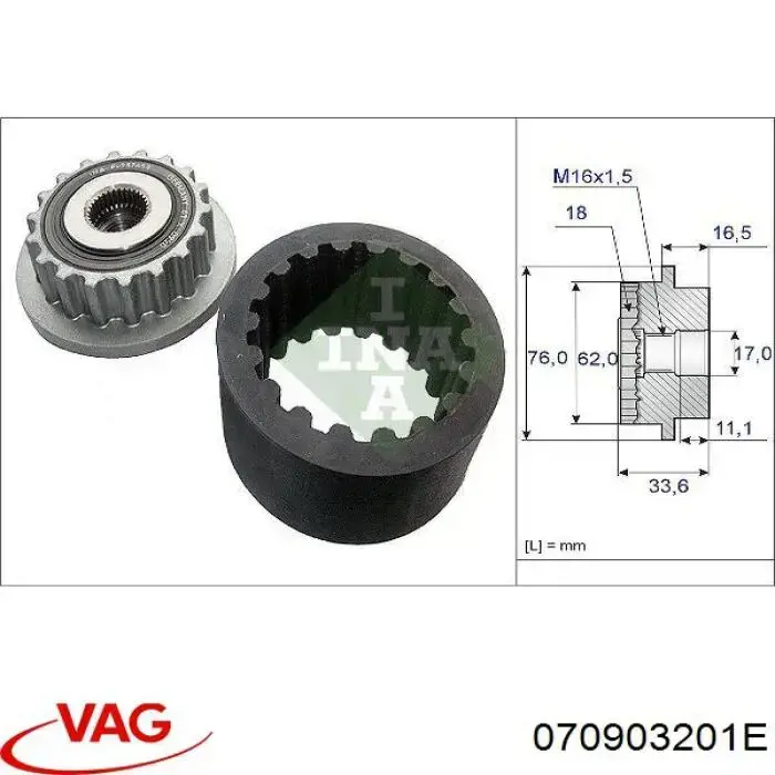 070903201E VAG Rueda libre alternador 