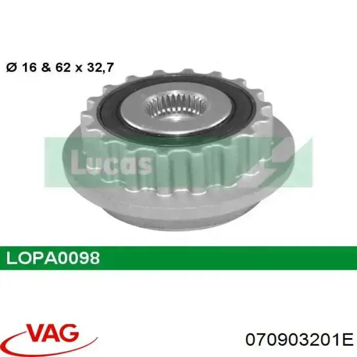 Polea rueda libre VAG 070903201E precio, desde 43,27 EUR