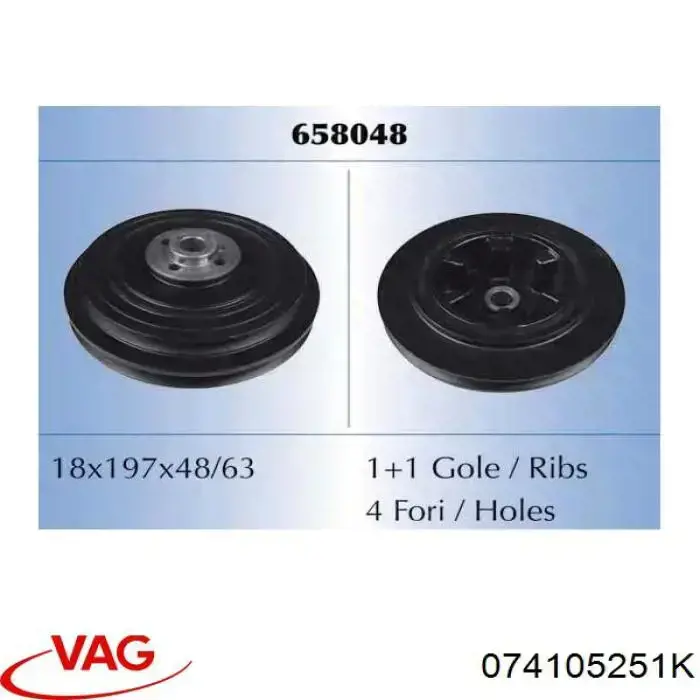 Polea del cigüeñal VAG 074105251K precio, desde 103,44 EUR