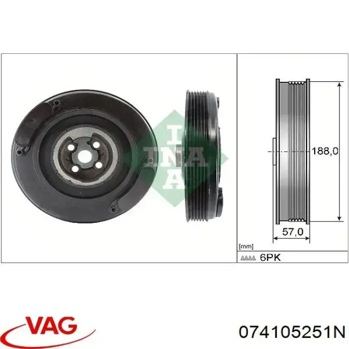 Polea del cigüeñal VAG 074105251N precio, desde 98,65 EUR