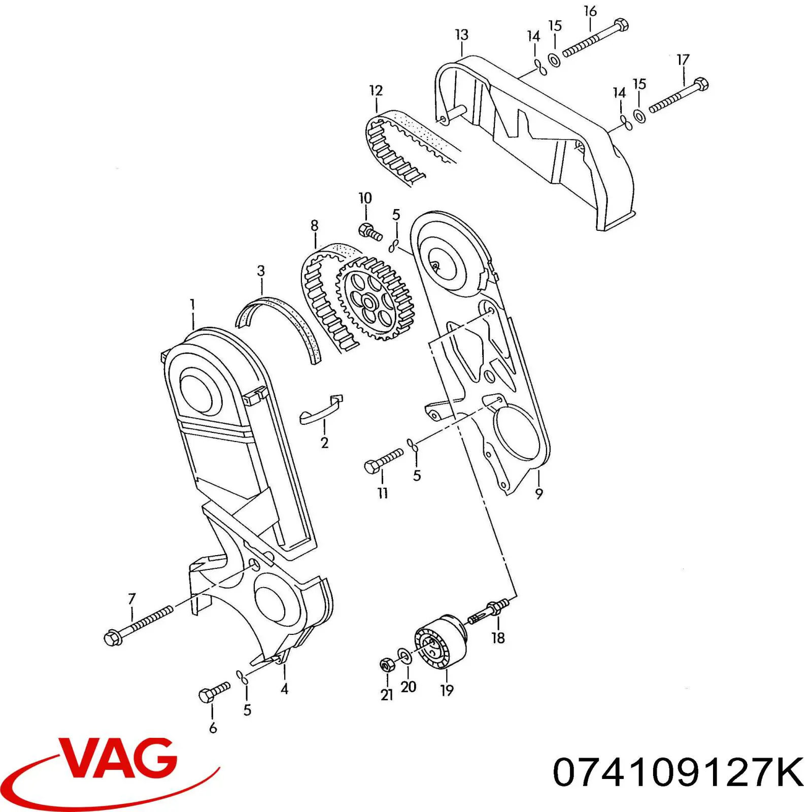 074109127K VAG tapa de correa de distribución inferior