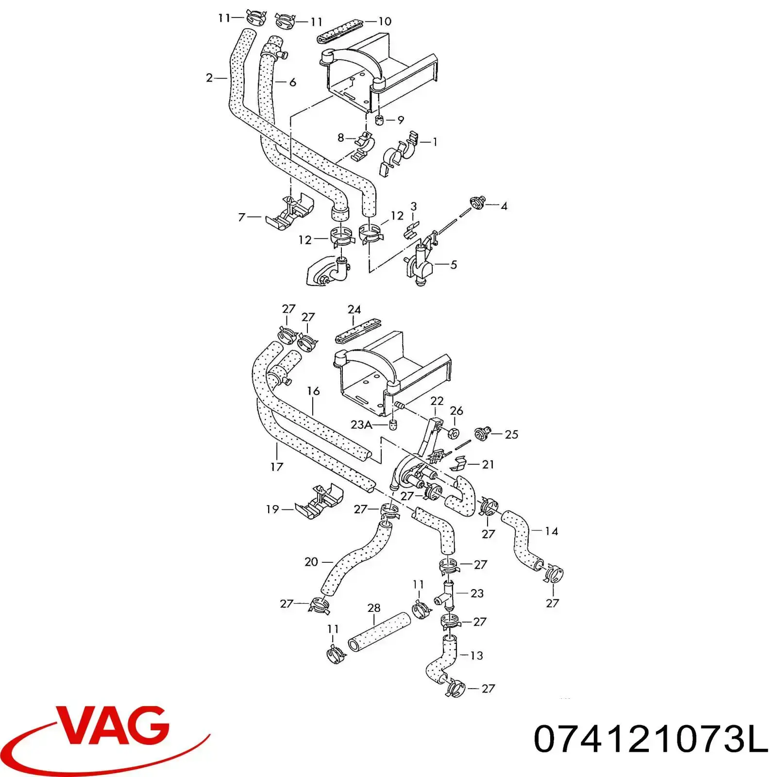 Manguera de calefacción, entrada VAG 074121073L precio, desde 42,63 EUR