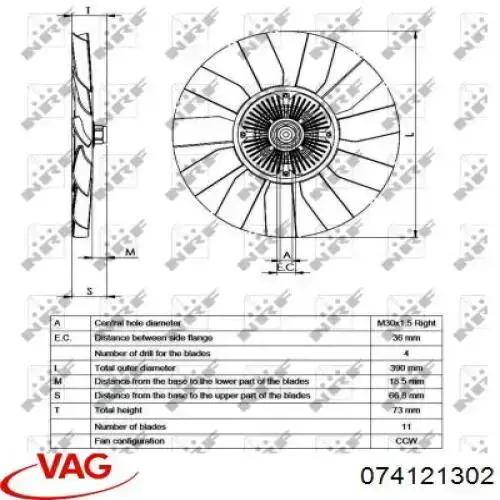 Comprar 074121302 VAG Embrague viscoso de ventilador