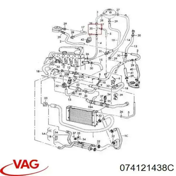 Manguito de líquido refrigerante VAG 074121438C precio, desde 2,30 EUR