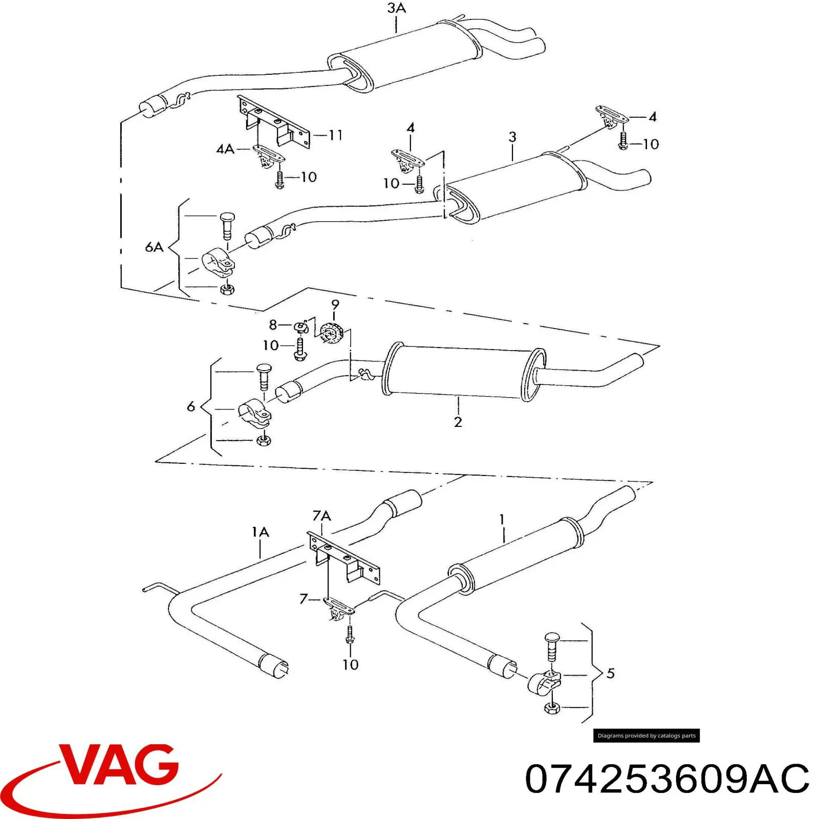 028253609E VAG silenciador posterior