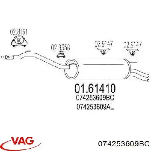 Comprar 074253609BC VAG Silenciador trasero