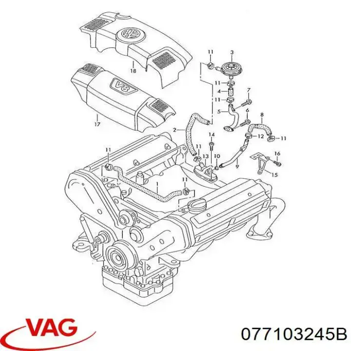 Válvula ventilación cárter VAG 077103245B