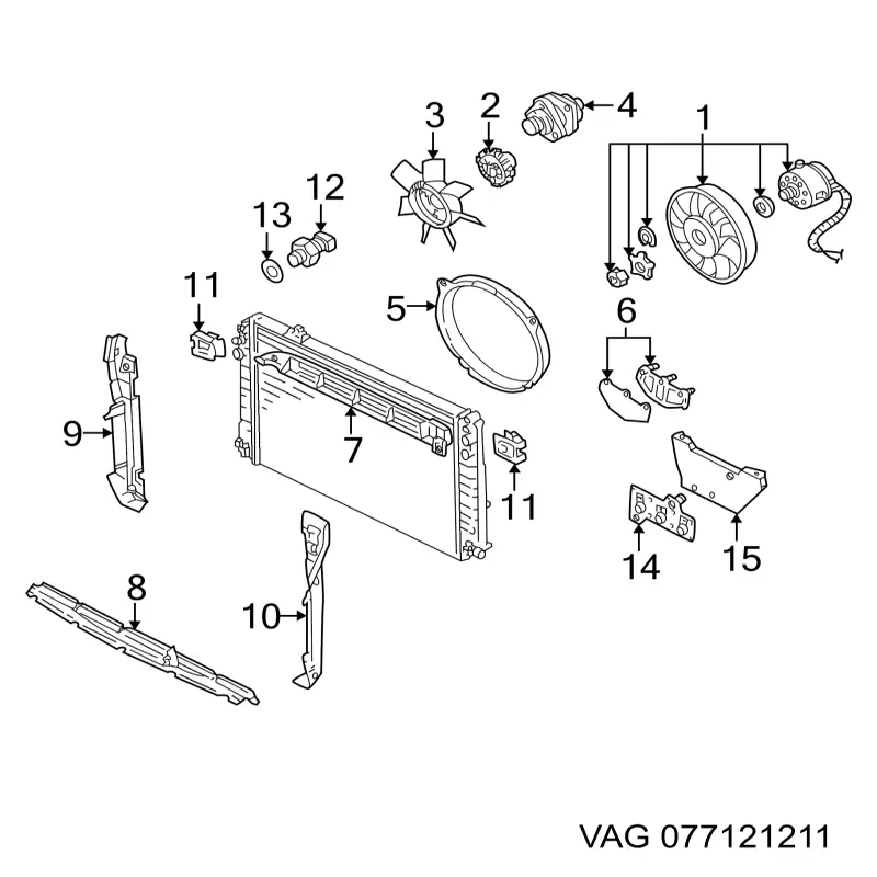 Comprar 077121211 VAG Soporte del acoplamiento viscoso del sistema de refrigeración