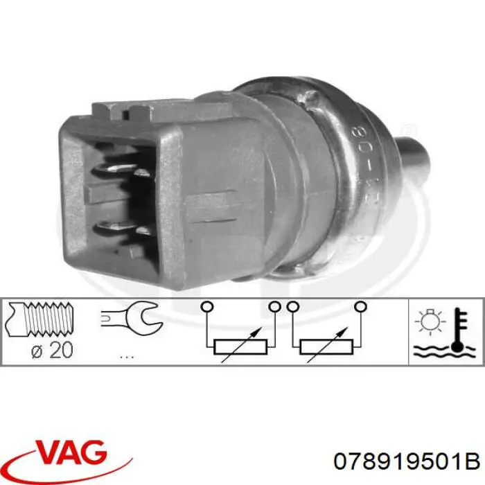 Sensor de temperatura del refrigerante VAG 078919501B precio, desde 11,77 EUR