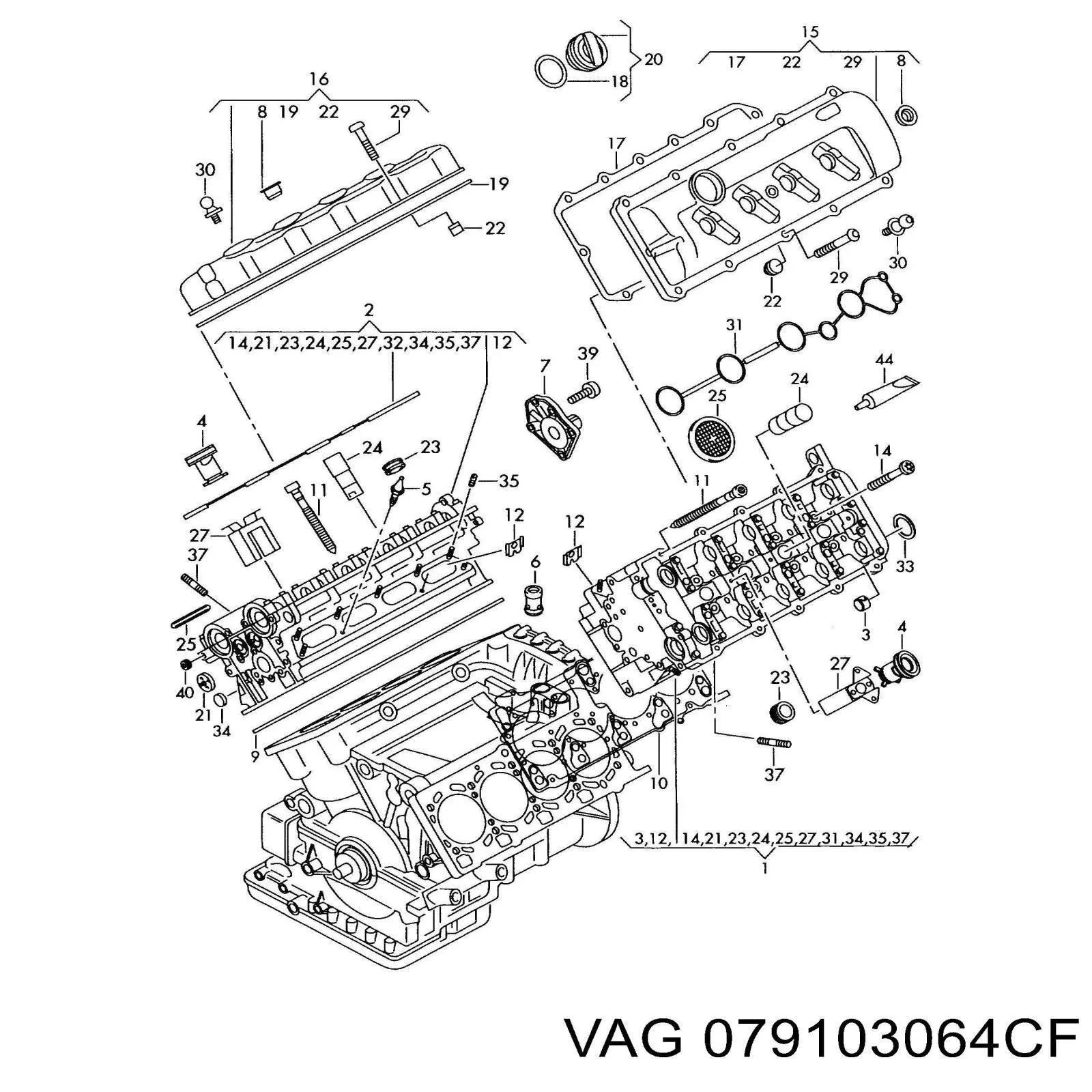 079103064CF VAG Cabeza del motor