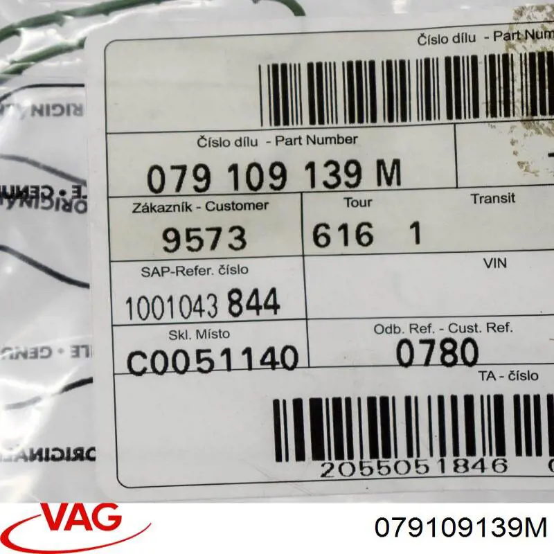 Junta inferior de la tapa frontal del motor 079109139M VAG
