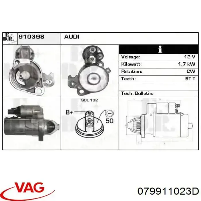 079911023D VAG Motor de arranque