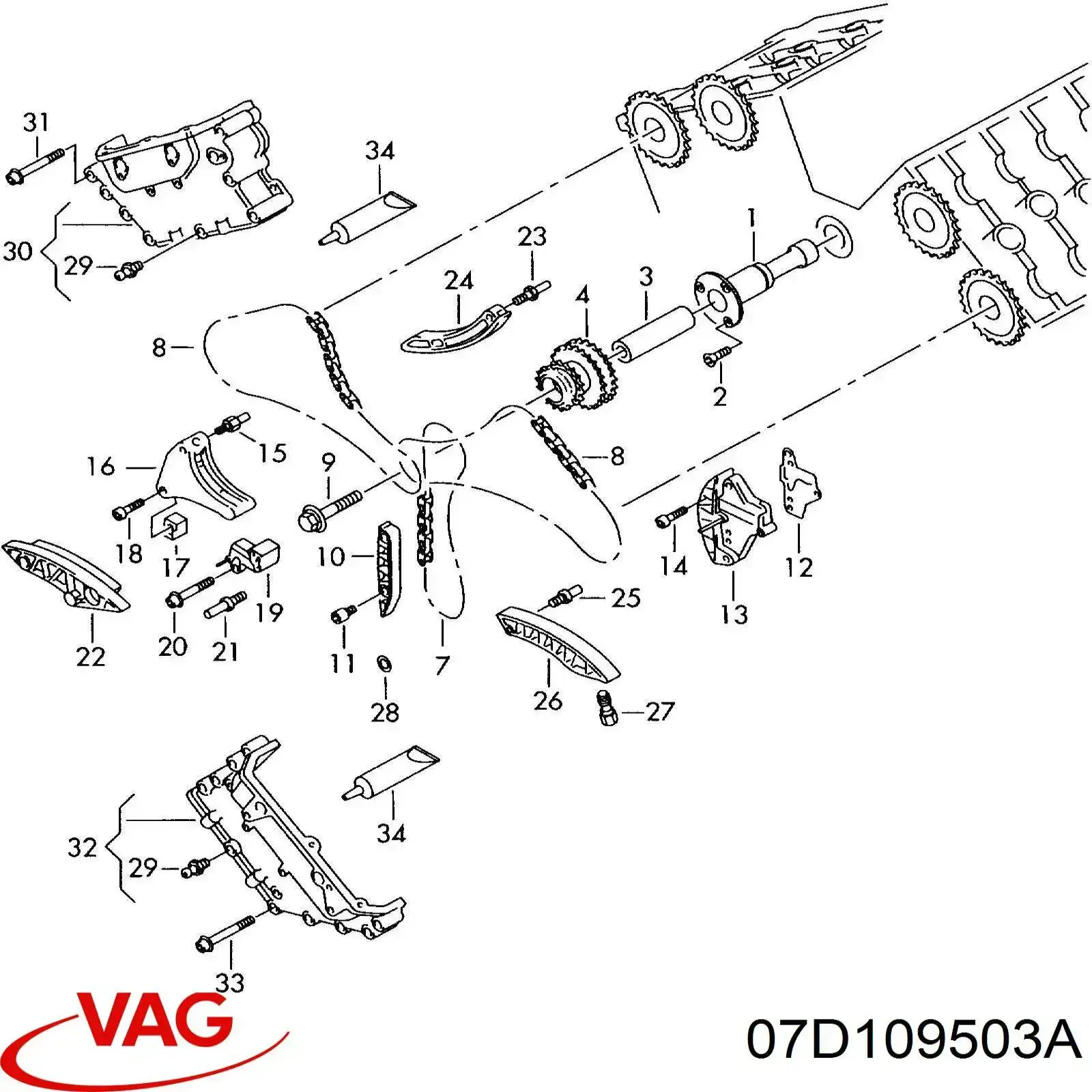 Cadena de distribución VAG 07D109503A precio, desde 85,55 EUR