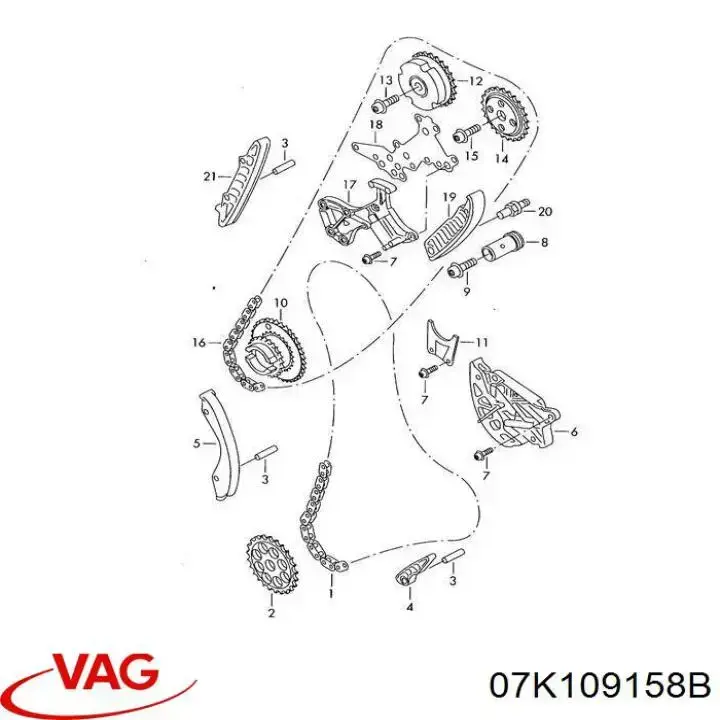 Cadena de distribución VAG 07K109158B precio, desde 32,72 EUR