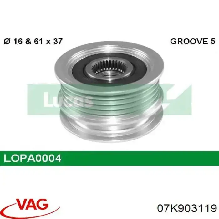 Polea alternador 07K903119 VAG