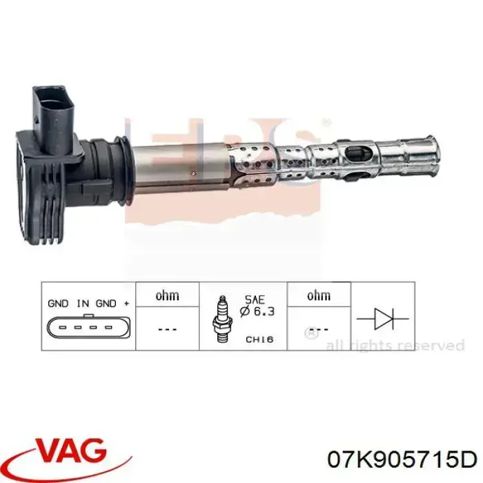 Bobina de encendido VAG 07K905715D