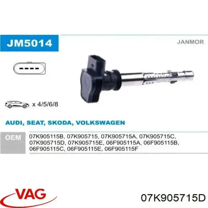 07K905715D VAG Bobina de ignición