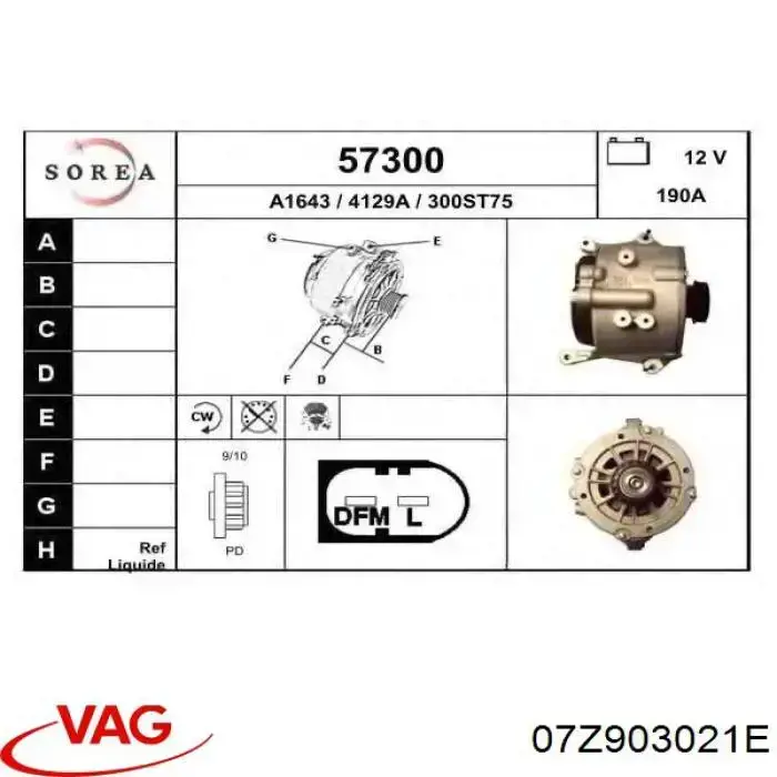 Alternador 07Z903021F VAG