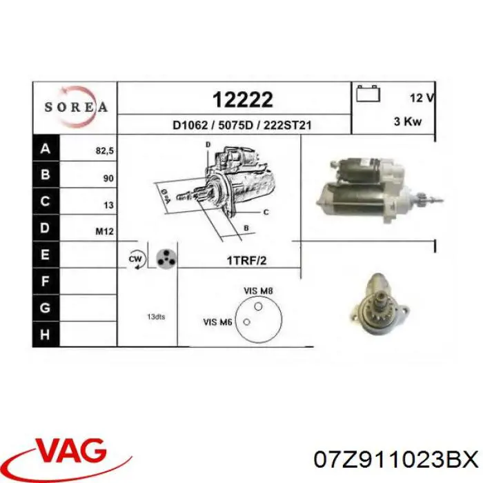 07Z911023BX VAG motor de arranque