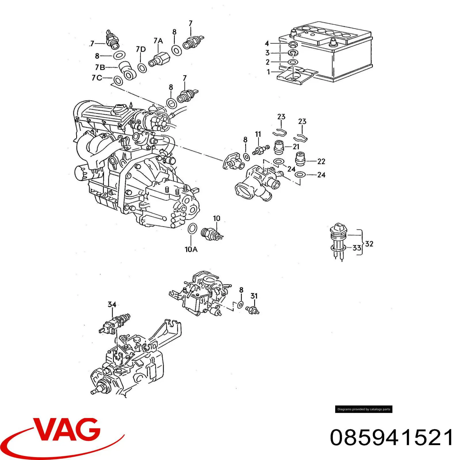Comprar 085941521 VAG Interruptor de luz de marcha atrás