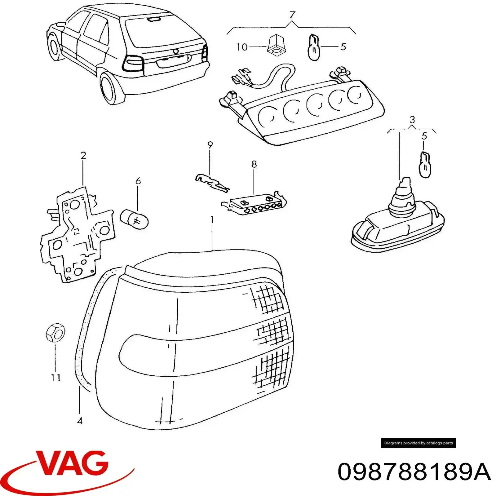 Comprar 098788189A VAG Piloto trasero izquierdo