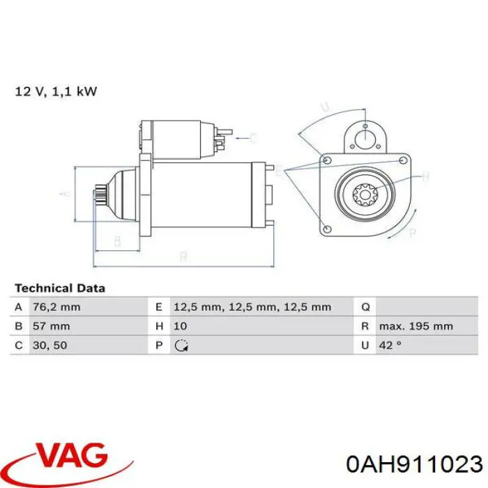 Motor de arranque 0AH911023 VAG