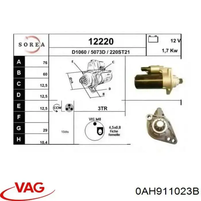 Burro de arranque  VAG 0AH911023B precio, desde 81,31 EUR