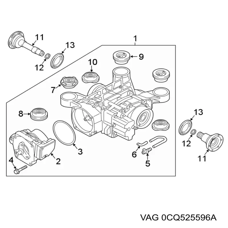 0CQ525596A VAG Retén de salida trasero de la caja de transferencia