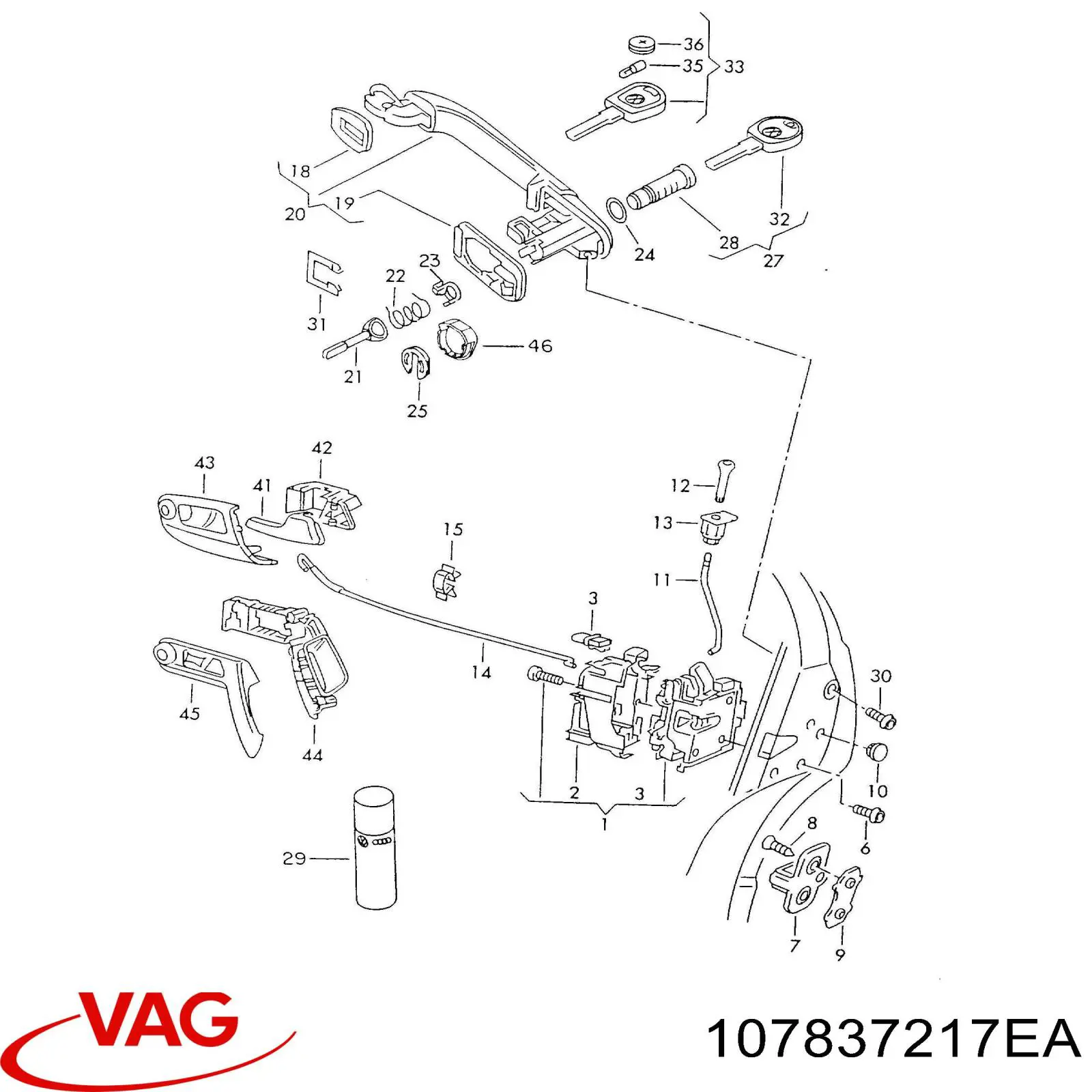 Bombín de cerradura de puerta delantera VAG 107837217EA precio, desde 151,81 EUR