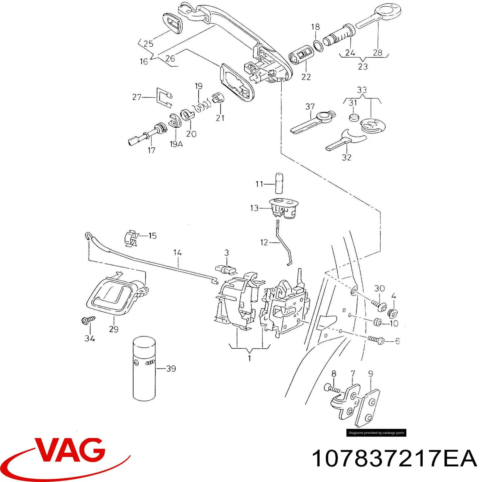 Comprar 107837217EA VAG Bombín de cerradura de puerta delantera