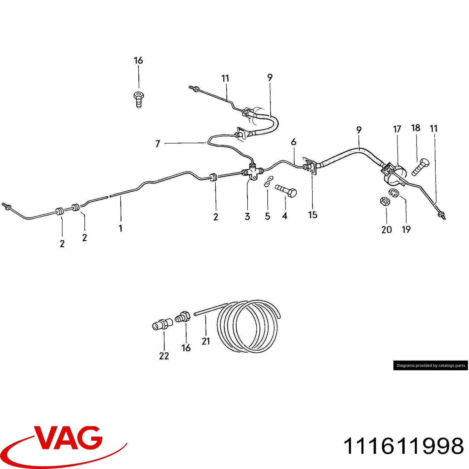 Tubo de freno en rollo 111611998 VAG