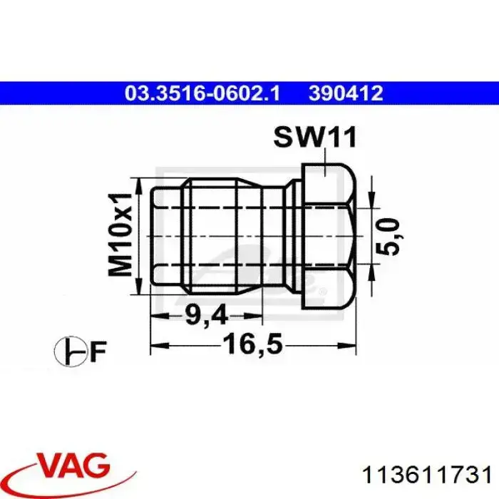 113611731 VAG unión de tubos de freno de conexión