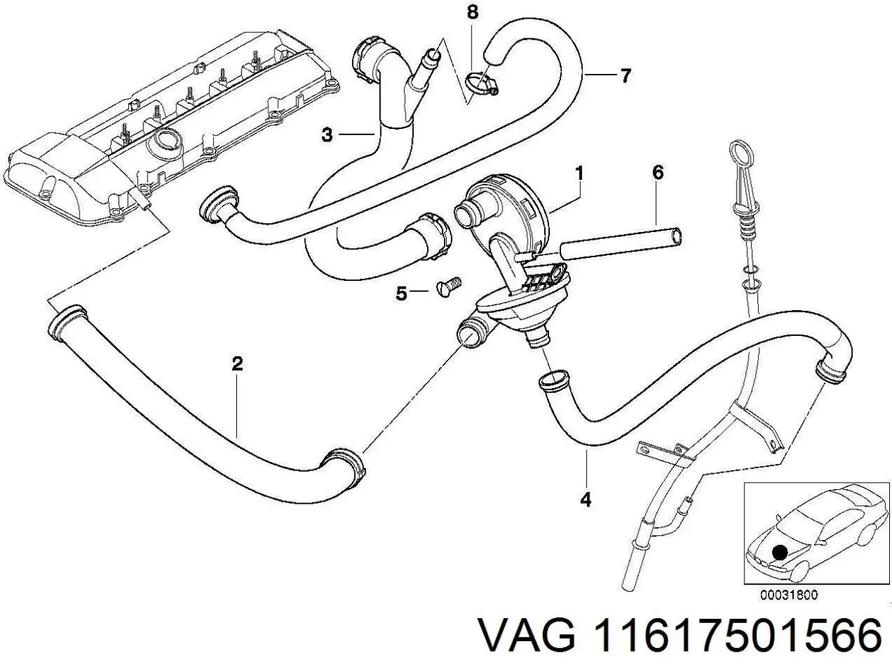 11617501566 VAG Válvula de ventilación del cárter
