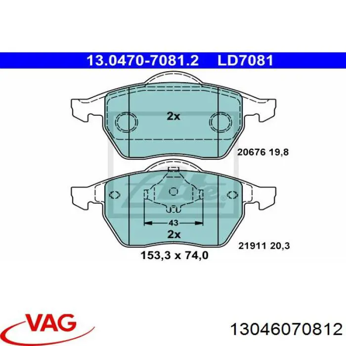 13046070812 VAG pastillas de freno delanteras