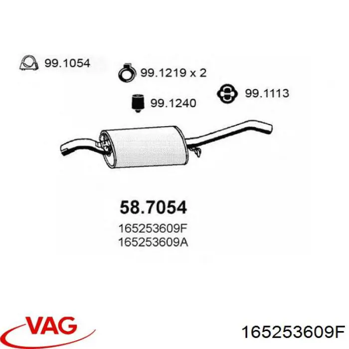 165253609F VAG silenciador posterior