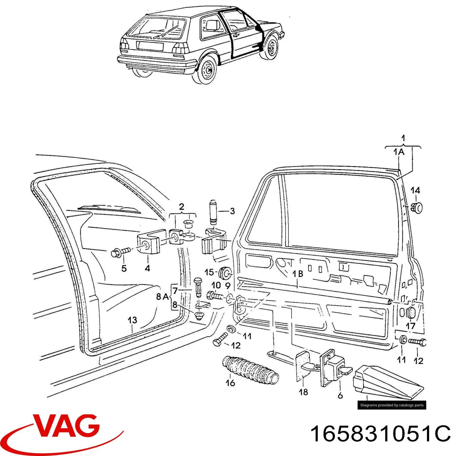 Puerta delantera para Volkswagen Jetta II 19E, 1G2, 165, 167