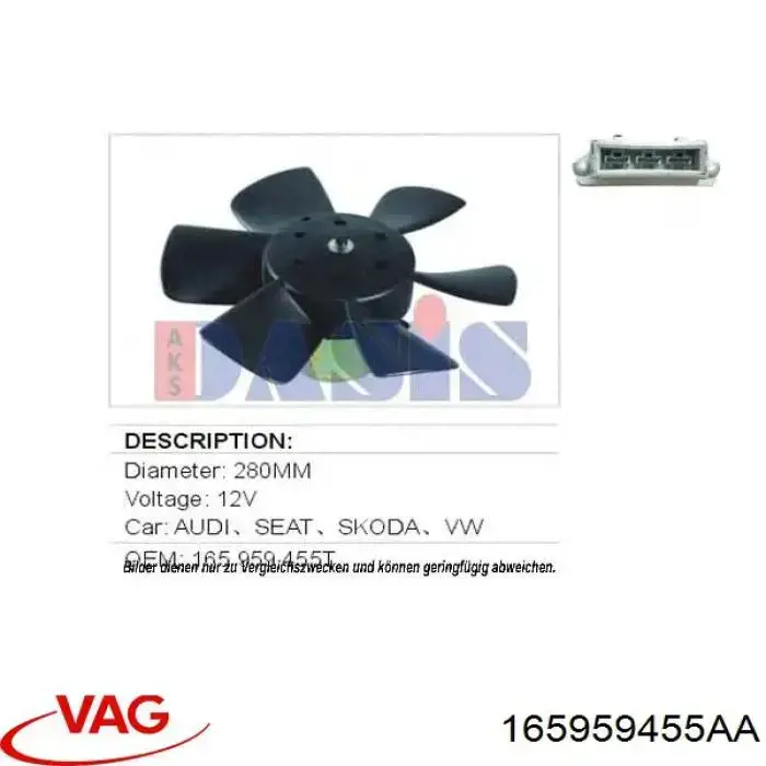 Comprar 165959455AA VAG Ventilador del motor