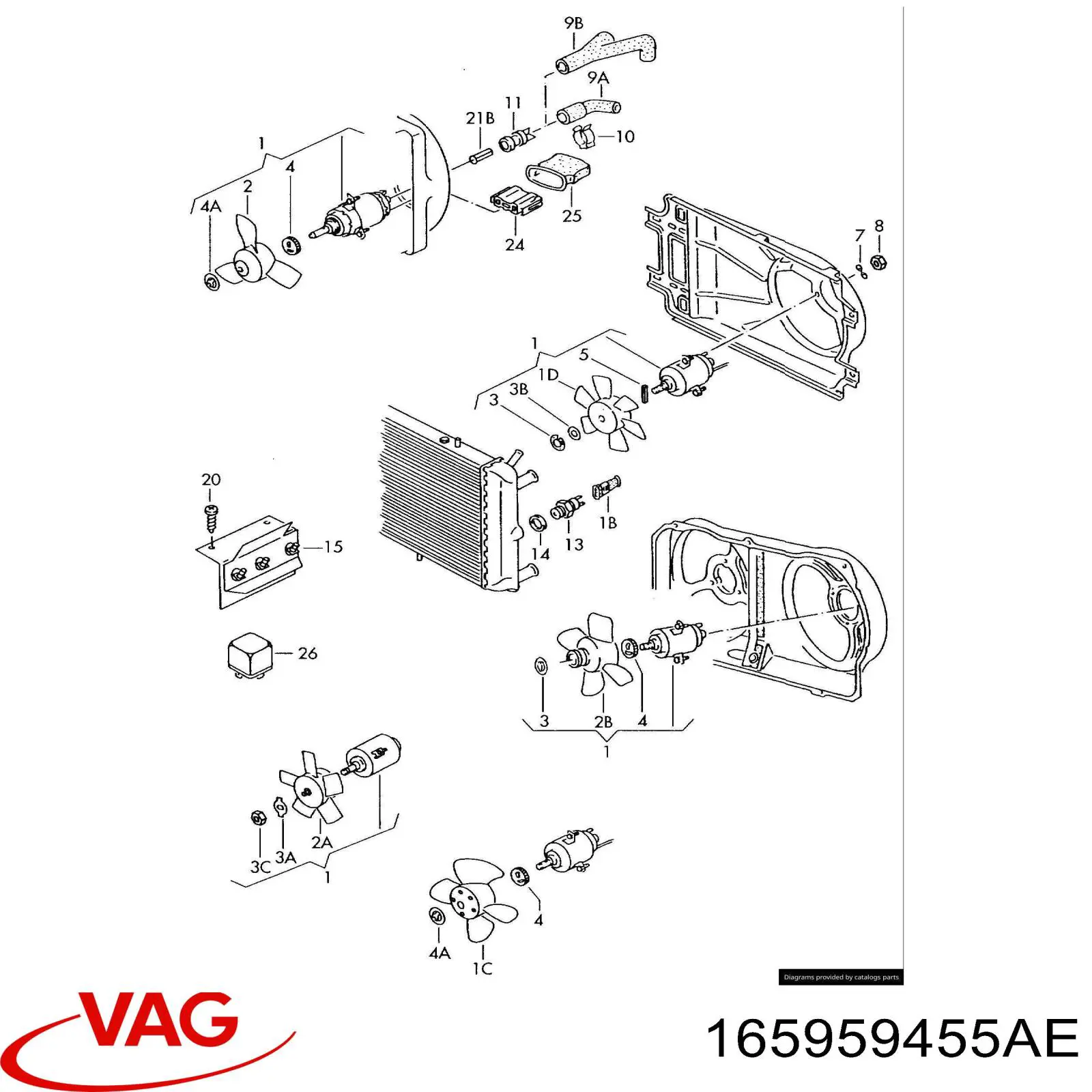 Ventilador (rodete +motor) refrigeración del motor con electromotor completo para Audi 100 (43, C2)