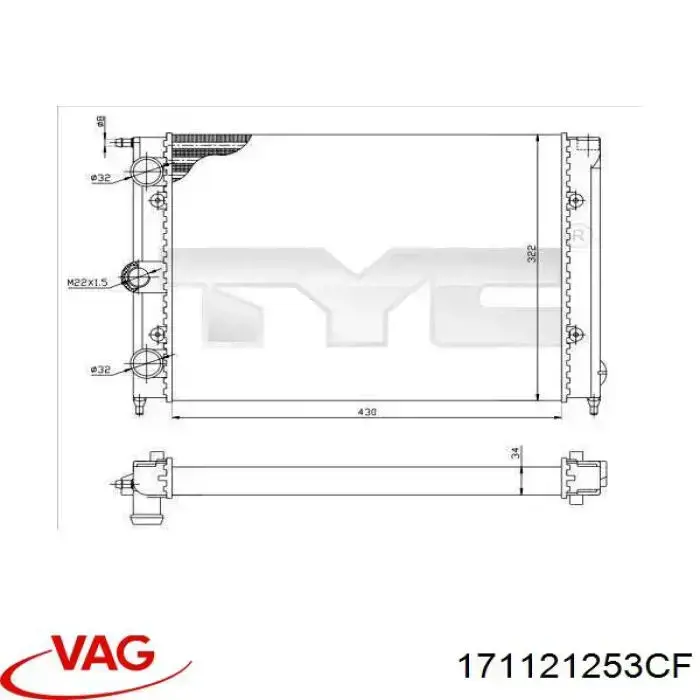 Radiador 171121253CF VAG