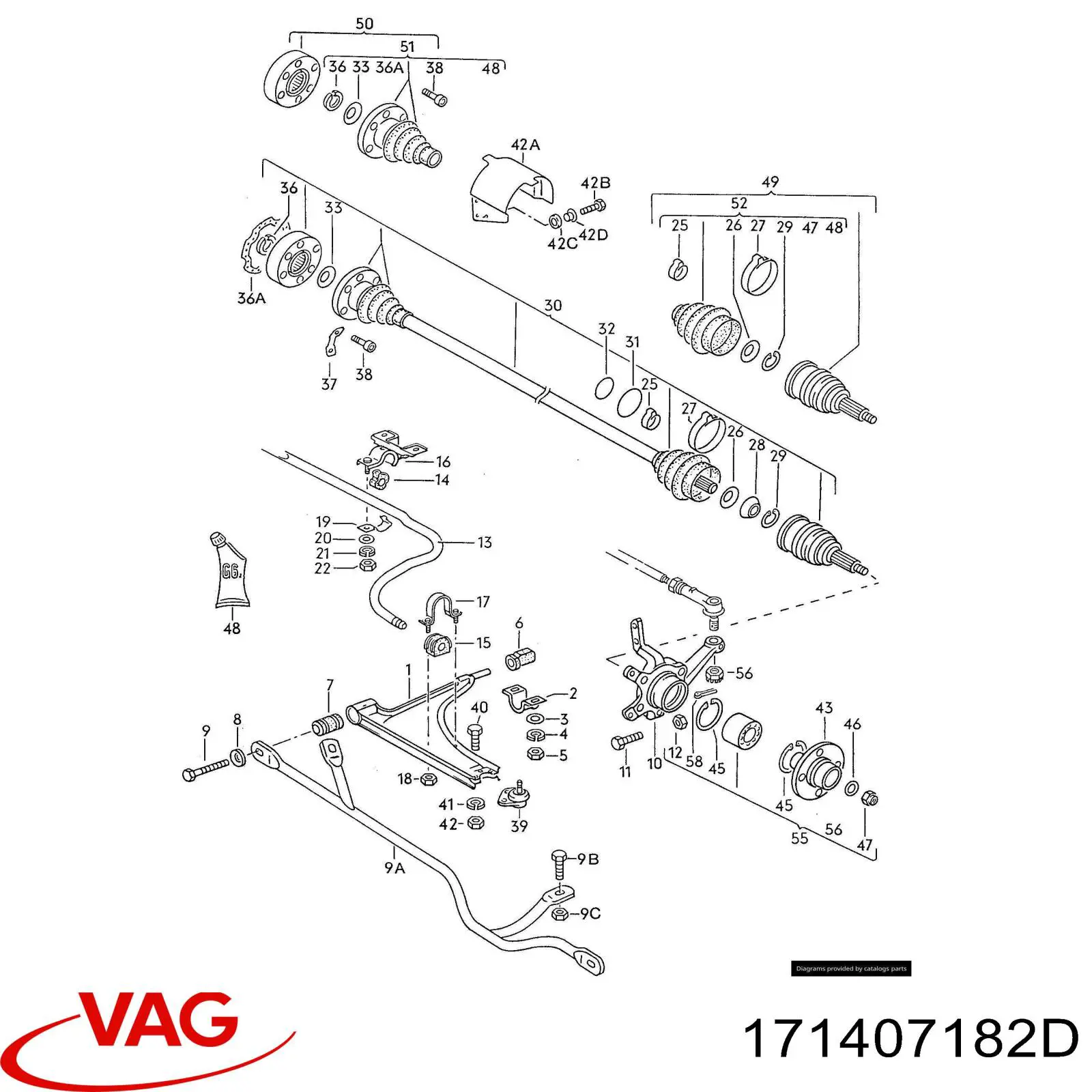 Silentblock del brazo de suspensión 171407182D VAG