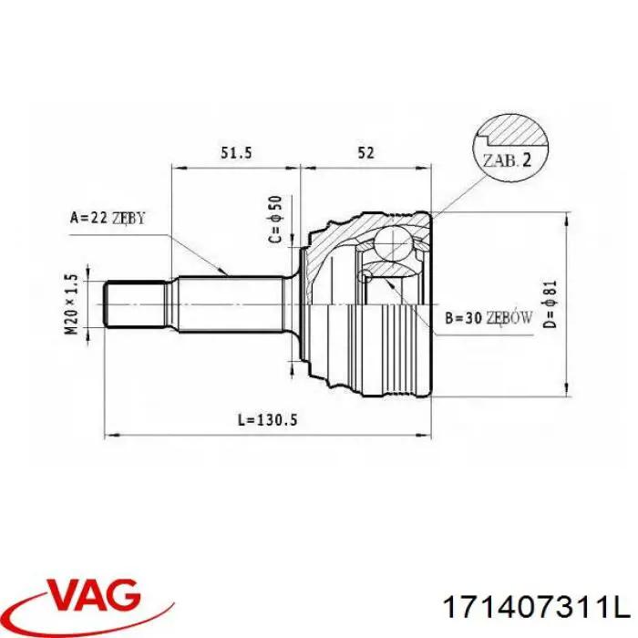 32149899E VAG fuelle, árbol de transmisión delantero exterior