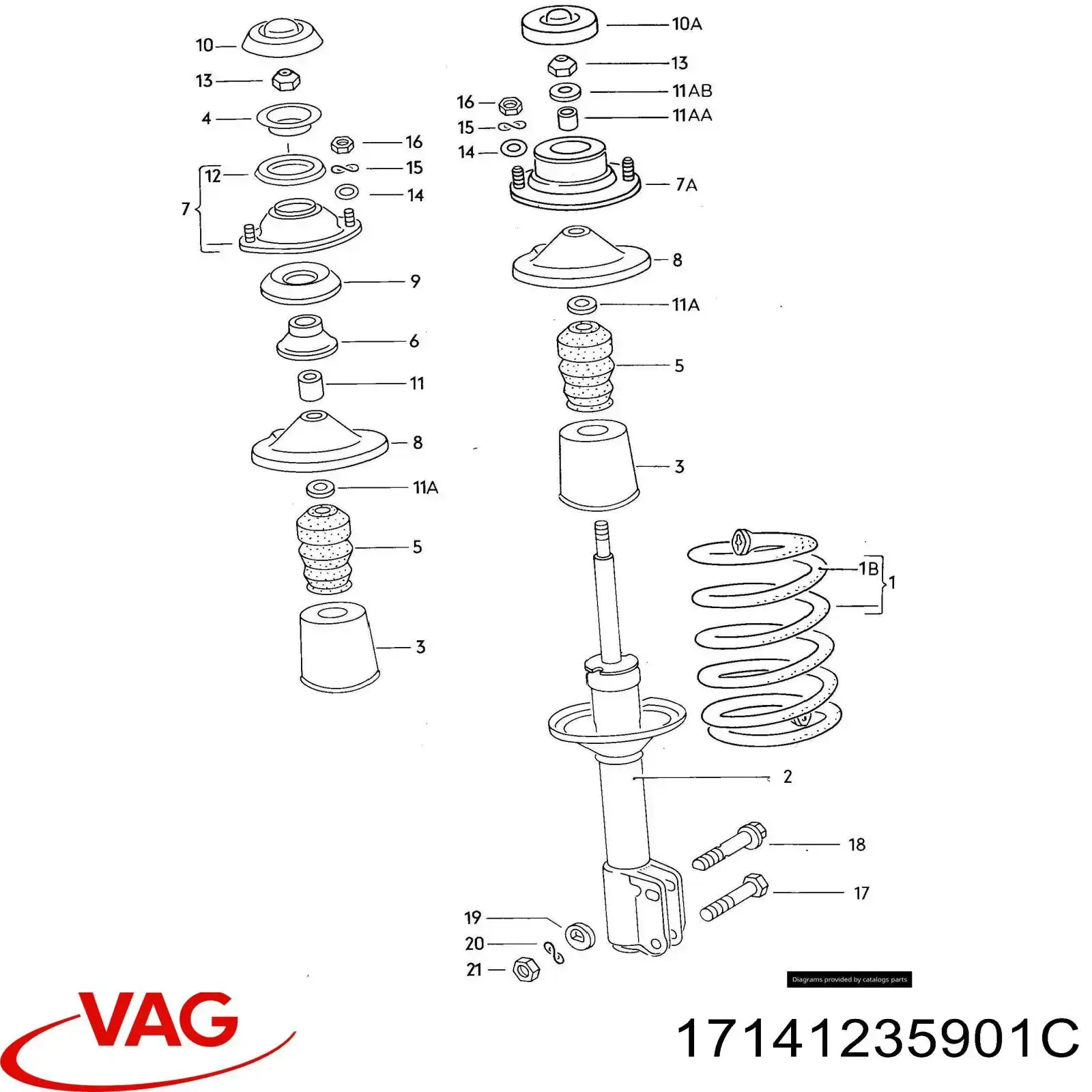 Cubierta de soporte del amortiguador delantero VAG 17141235901C precio, desde 10,01 EUR