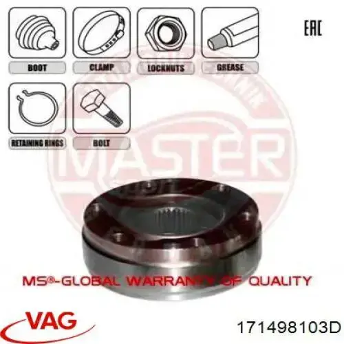 Comprar 171498103D VAG Junta homocinética interna delantera
