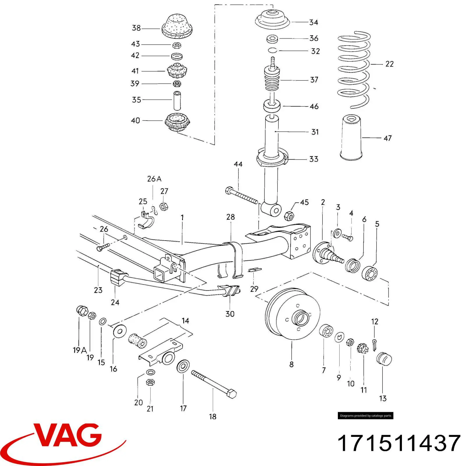 171511437 VAG Buje de barra estabilizadora trasera