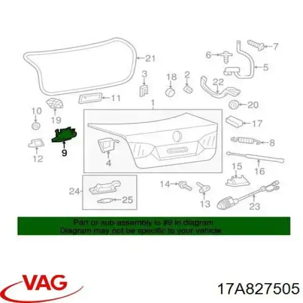 Cerradura de portón trasero VAG 17A827505 precio, desde 34,92 EUR