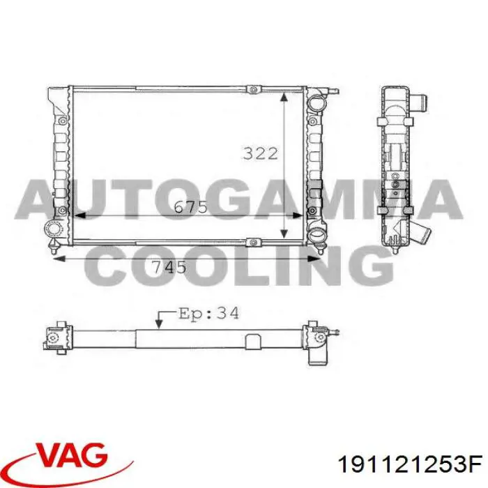 191121253F VAG radiador refrigeración del motor