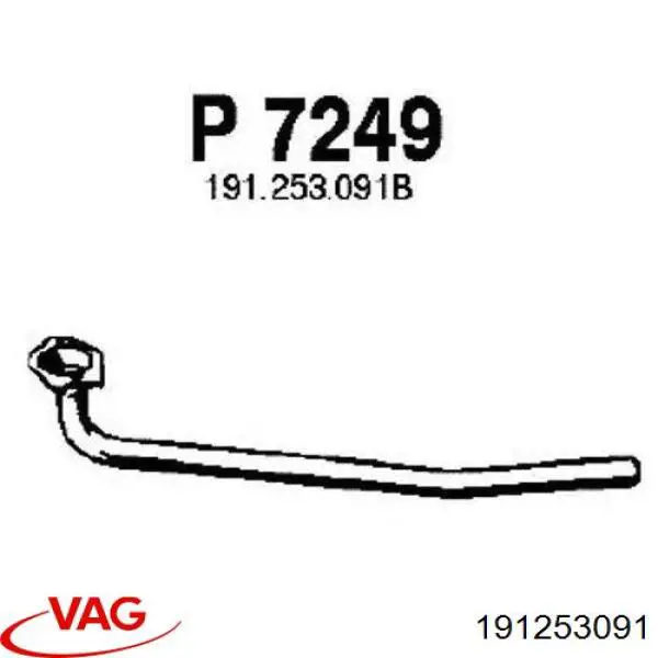 Comprar 191253091 VAG Tubo de admisión del silenciador de escape delantero
